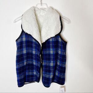 Market on Melrose Flannel Plaid Vest Faux Fur